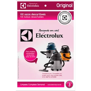 Kit c/ 3 Sacos para Modelos: A10S, A10T, A10 CleanCar, A13e GT2000 Produzidos Antes de 2010 Electrolux (CSE09)