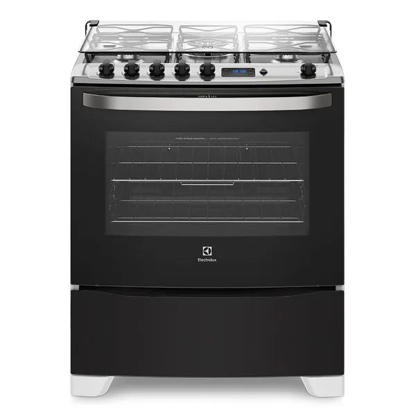 Fogão 5 Bocas Electrolux Preto com Tripla Chama e Timer Digital (76UBR) Bivolt