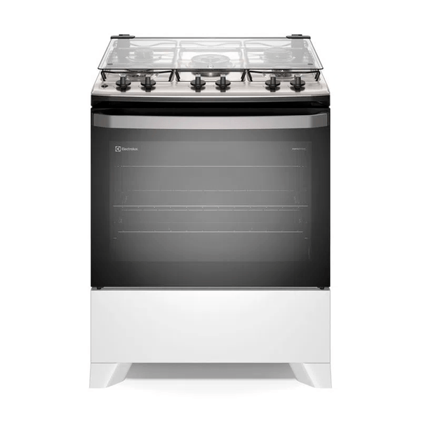Fogão 5 Bocas Efficient Electrolux com Mesa em Inox Perfectcook e Vaporbake FE5IB Branco Bivolt