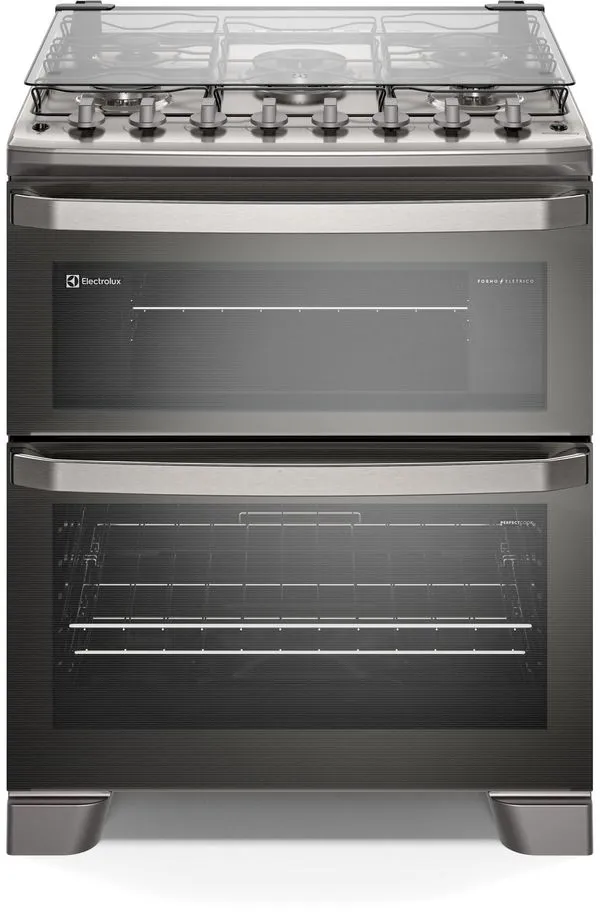 Fogão a Gás de Piso 5 Bocas Electrolux FE5DC Acendimento Automático Prata Mesa Inox com Duplo Forno 110V