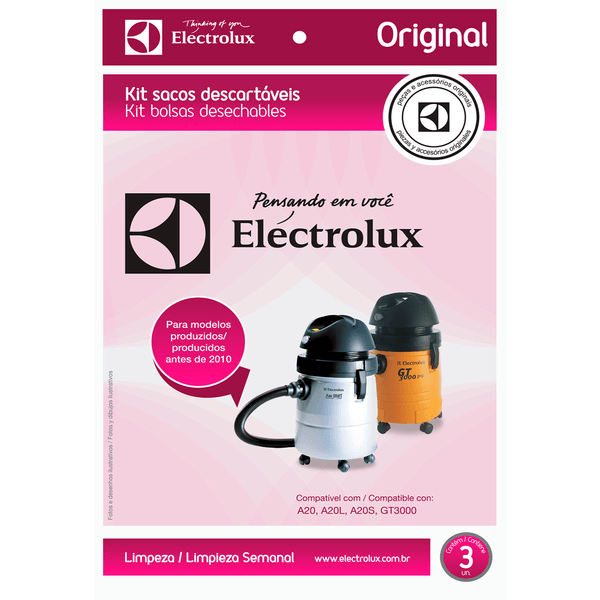 Kit Electrolux com 3 Sacos Descartáveis para Aspirador de Pó, Biodegradáveis - CSE19