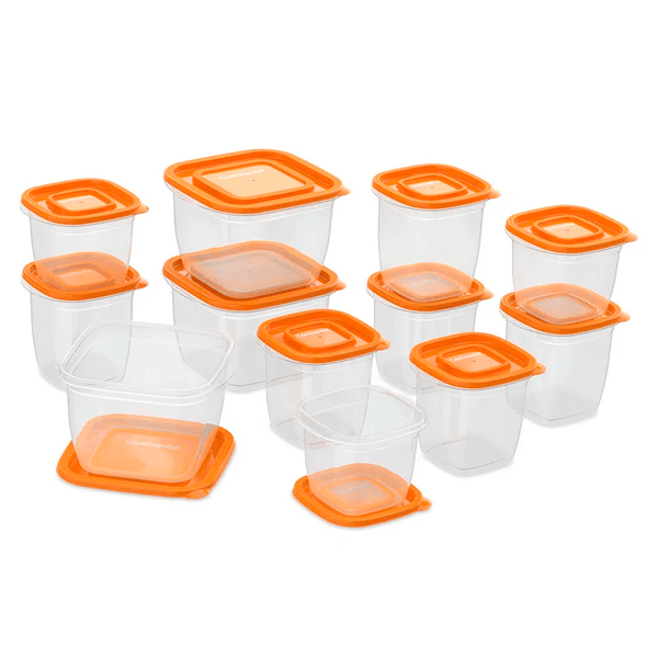 Conjunto De Potes Electrolux Continental C/Tampa Laranja 12 Pecas Transparente