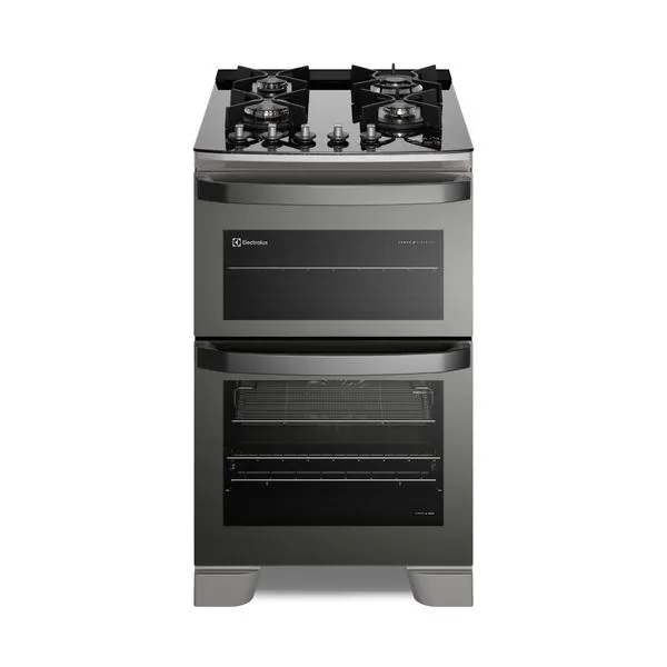 Fogão 4 bocas Electrolux Cinza Expert 2 Fornos, Função Air Fryer, Grill e Timer (FE4AD) 220V