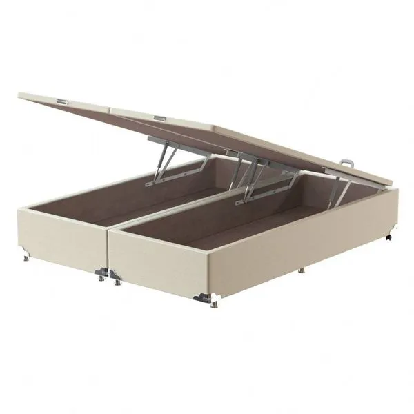 Meio Box Baú Queen Probel Luxo Suede Bege (79x198x40cm)