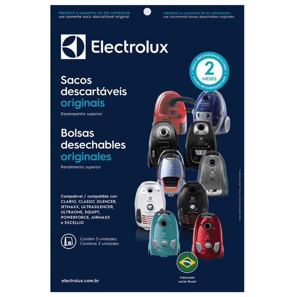 Kit Electrolux com 3 Sacos Descartáveis Para Aspiradores - Sbecl