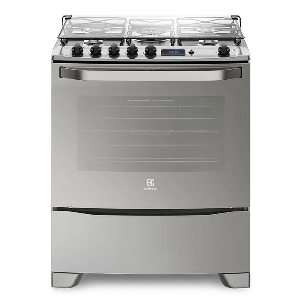 Fogão 5 Bocas Electrolux Prata com Grill e Tripla Chama (76GSR) Bivolt