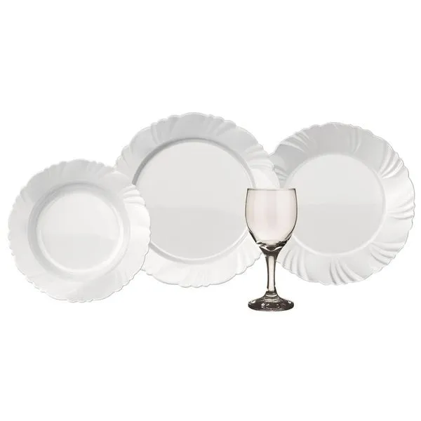 Aparelho de Jantar e Taças Duralex Opaline Pétala – 16 Peças