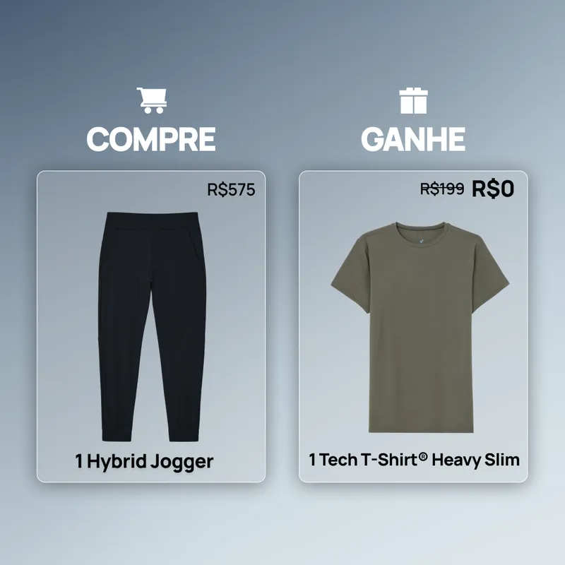 Compre 1 Calça Jogger Masculina Hybrid Ganhe 1 Tech T-Shirt Heavy Slim