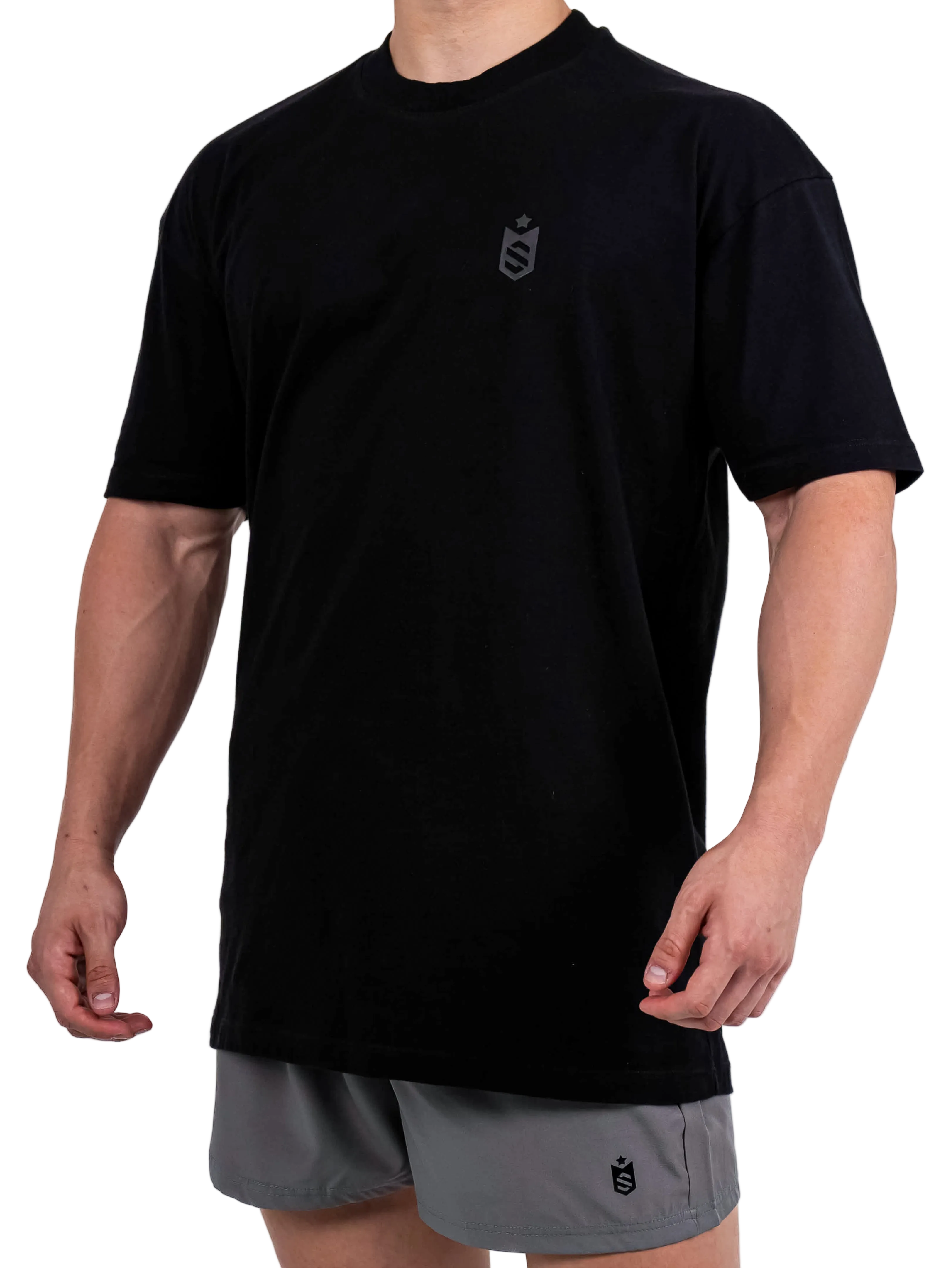 Camiseta Oversized SN Grey Emblem Preto - Soldiers Nutrition