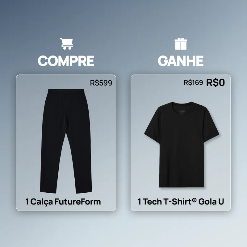 Compre 1 Calça Tecnológica Masculina FutureForm® Ganhe 1 Tech T-Shirt Gola U