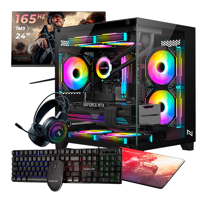 Pc Gamer Completo Ryzen 5 4500, 16GB 3200Mhz, (RX 6600 8GB), A520M, SSD 480GB, 500W 80 Plus, Monitor 24 165Hz, Neologic - NLI89178