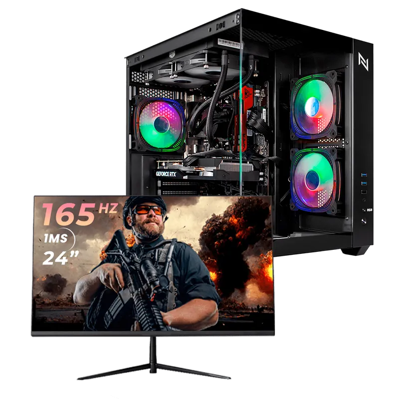 Pc Gamer Completo Black Myth High Ryzen 7 5700, 16GB 3200Mhz, (RTX 4060), SSD 480GB, 600W 80 Plus, Monitor 24 165Hz, Neologic - NLI87912