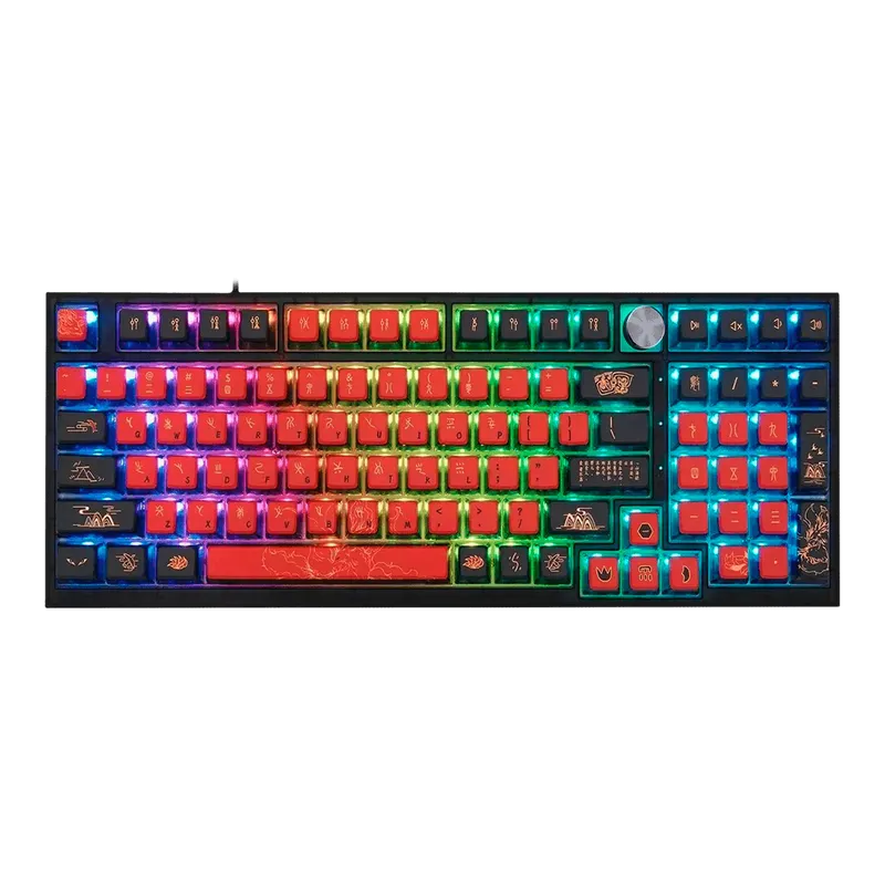 Teclado Gamer Mecânico Skyloong GK980 Jiuwei, Switch KTT Red, 3 Modos, RGB, Hot Swap, 4000mAh, Preto