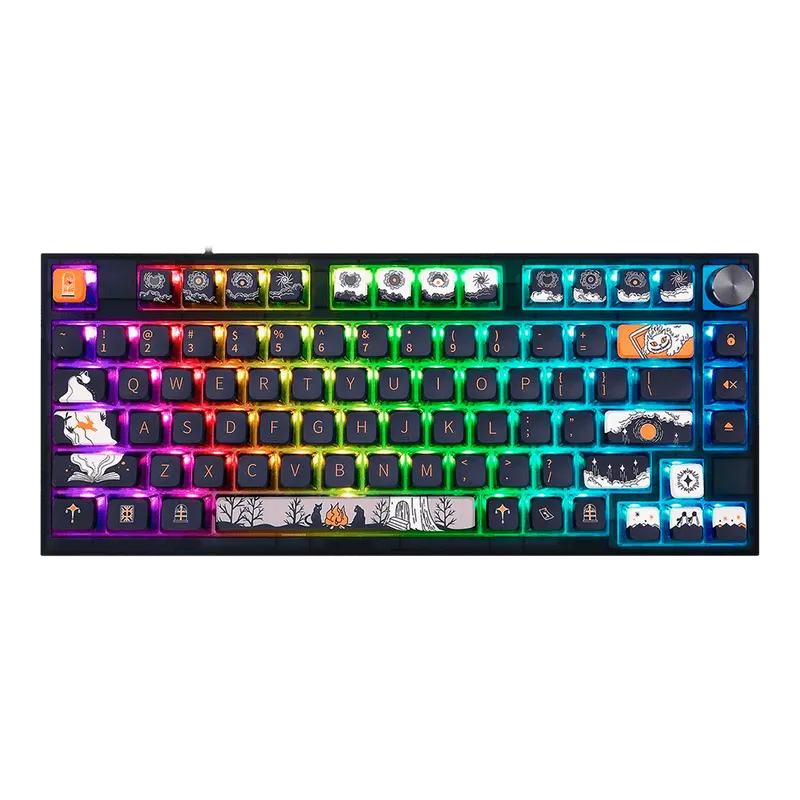 Teclado Gamer Mecânico Skyloong GK75 Dark Fairry Tale, Switch KTT Red, 3 Modos, RGB, Hot Swap, 4000mAh, Preto