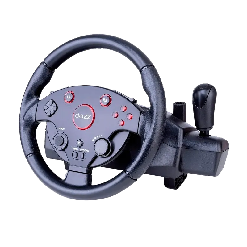 Volante Dazz Force Driving, Com Pedal, para Pc, Ps3, Ps4, Xbox One, Xbox 360, Preto - 62000152