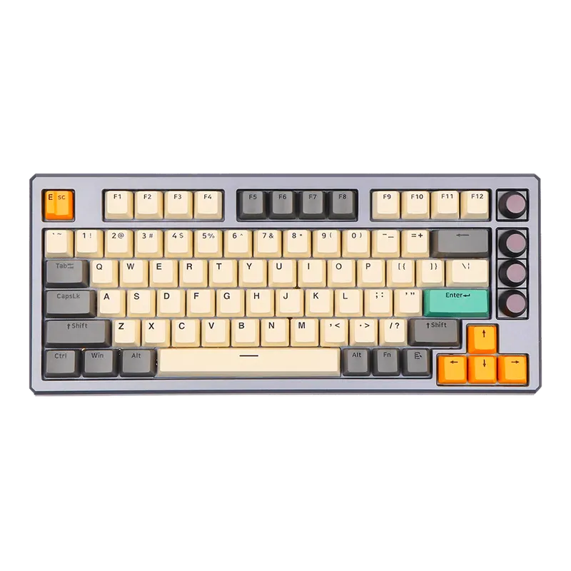 Teclado Gamer Mecânico Skyloong GK75 TI - Grey Aluminun, Switch KTT Red, 3 Modos, RGB, Hot Swap, 4000mAh, Prata
