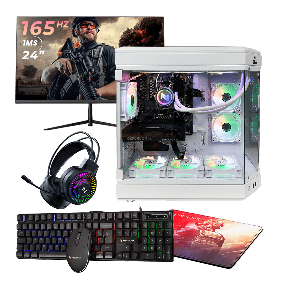 PC Gamer Ryzen 5 5500 16GB RTX 4060 SSD 480GB 600W Monitor 24 165Hz