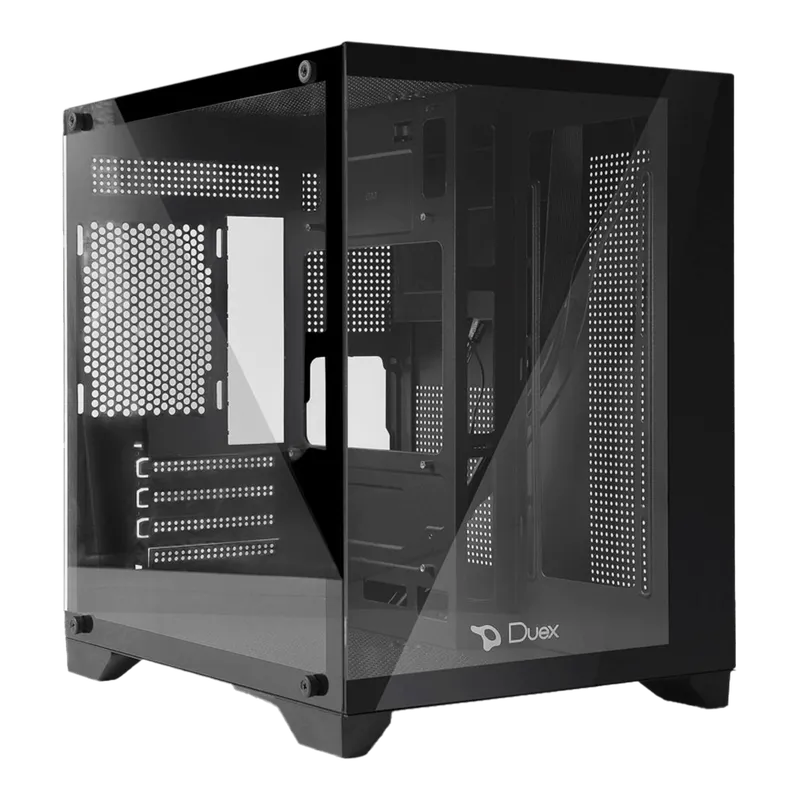 Gabinete Gamer Duex Aquário, Mid-Tower, Lateral e Frontal de Vidro, Preto, Sem Fan, DXJ270-2