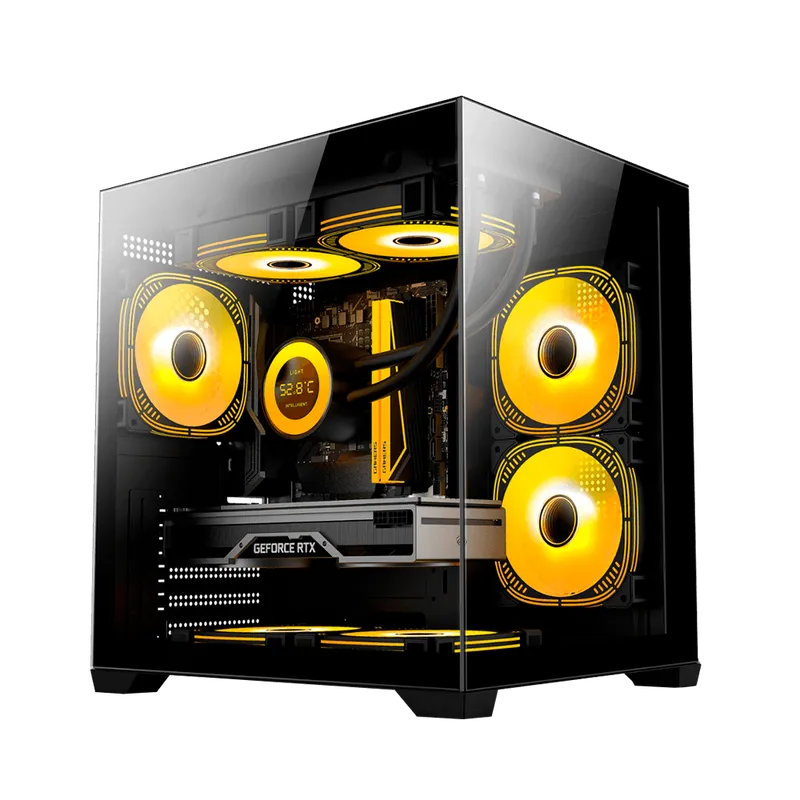 Gabinete Gamer Duex Aquário, Mid-Tower, Lateral e Frontal de Vidro, Preto, 3x Fans RGB - DXGA275BK