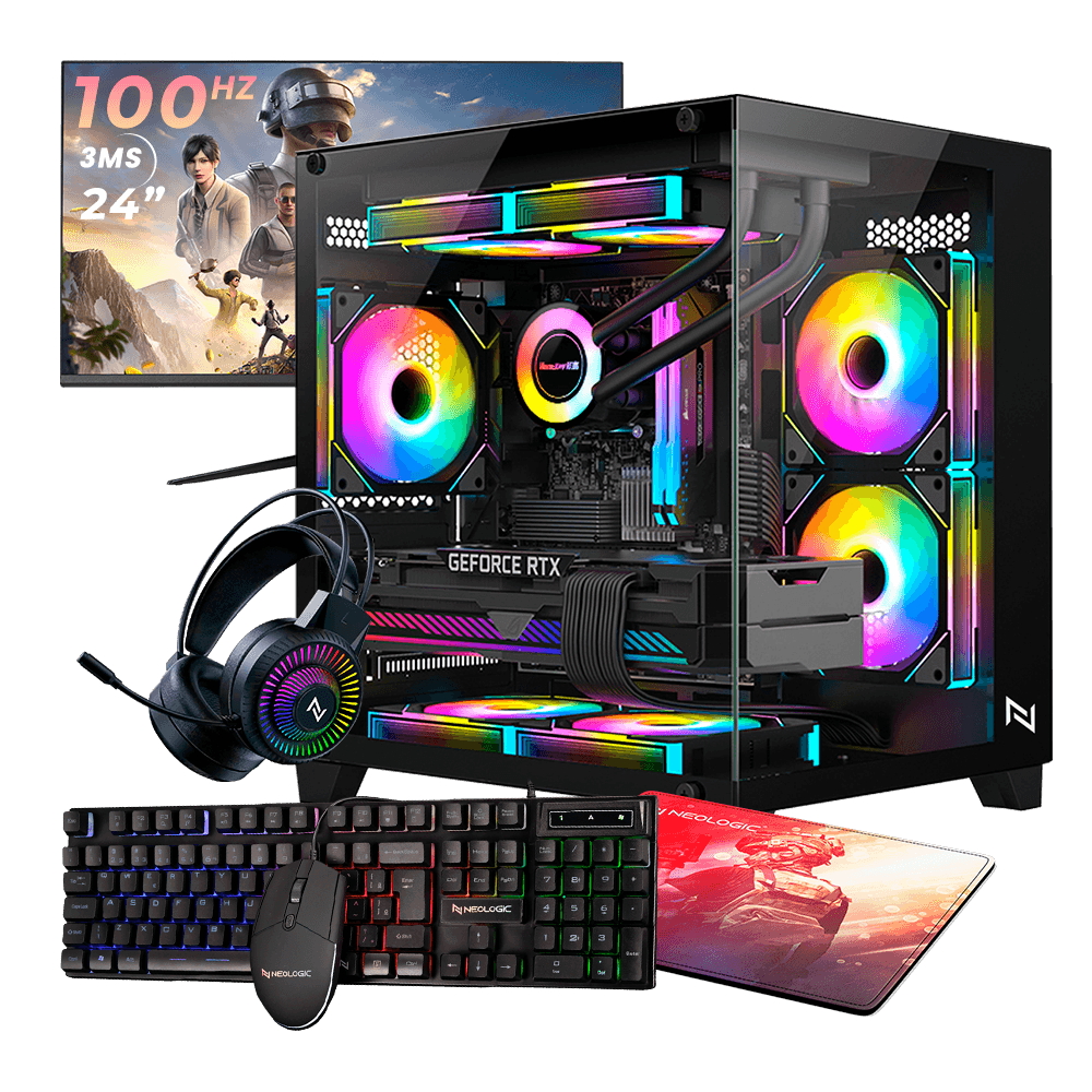 Pc Gamer Completo Ryzen 3 5300G, 16GB 3200Mhz, (Radeon Vega 6 Integrado), A520M, SSD 480GB, 500W 80 Plus, Monitor 24 100Hz, Neologic - NLI89938