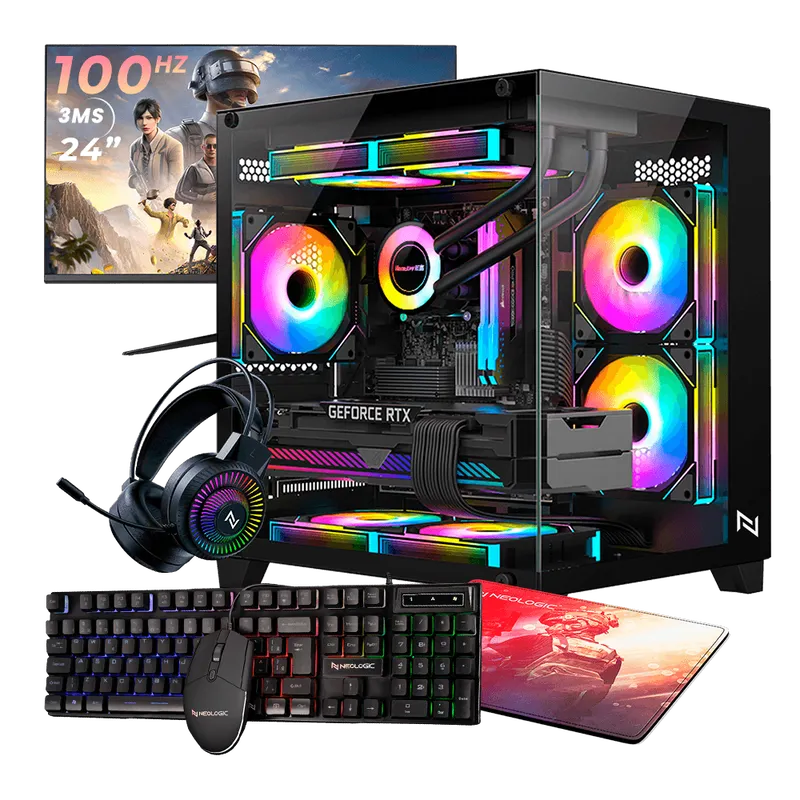 Pc Gamer Completo Ryzen 3 5300G, 16GB 3200Mhz, (Radeon Vega 6 Integrado), A520M, SSD 480GB, 500W 80 Plus, Monitor 24 100Hz, Neologic - NLI89938