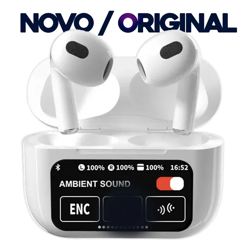 Mini Fone De Ouvido A9 Pro Touch Screen ANC Fones S/ Fio Bluetooth Display Led Tws