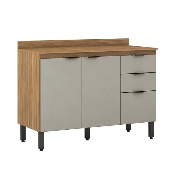 Balcão Demóbile Firenze com 3 Portas 2 Gavetas e 1 Prateleira Amêndoa/Nude Prime TX Amêndoa/Nude Prime TX