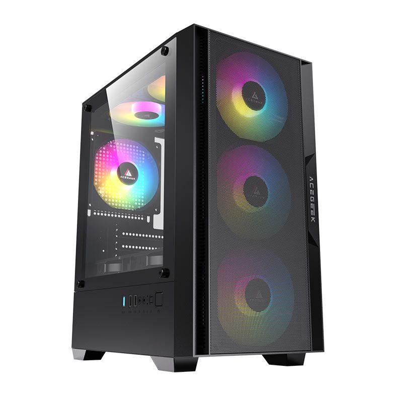 Gabinete Acegeek Stratus Mesh Mid-Tower Vidro Preto