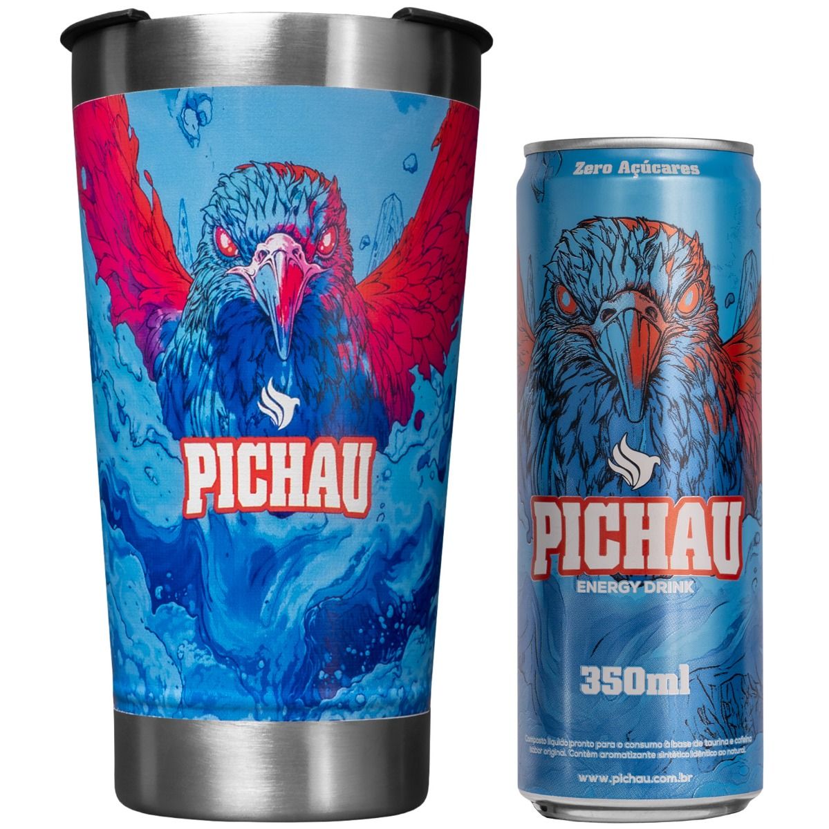 KIT Copo Térmico Pichau Zero 473ml + Energético 350ml