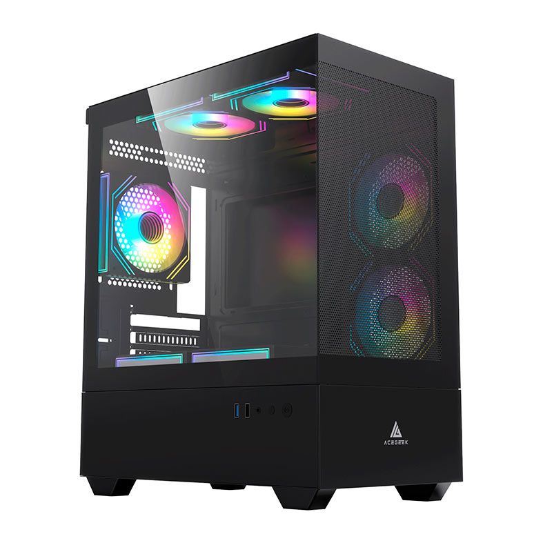 Gabinete Acegeek Elysium Mid-Tower Vidro Preto