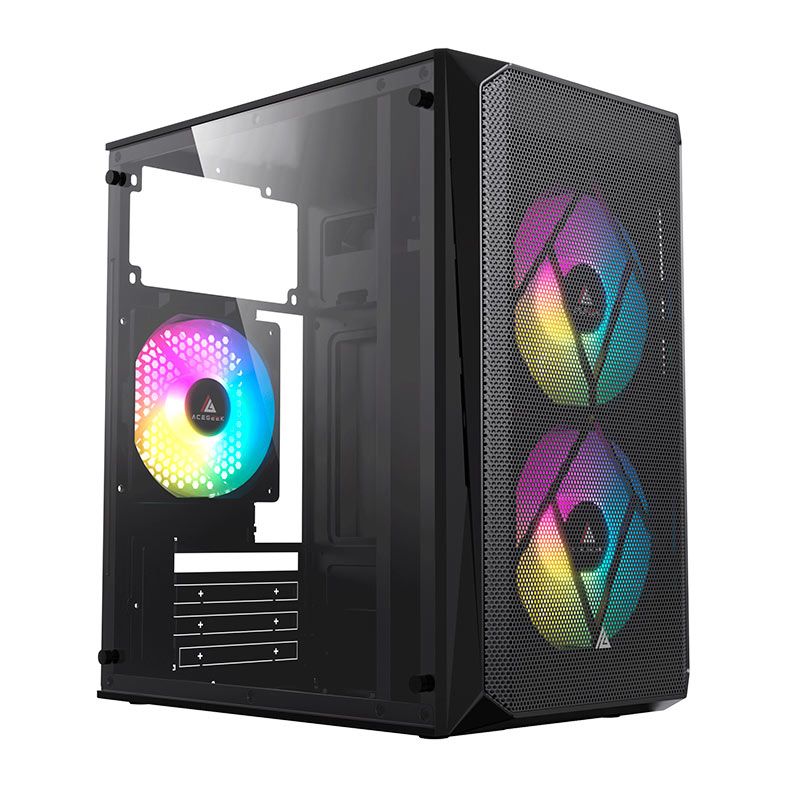 Gabinete Acegeek Forge Mini-Tower Acrílico 2 Fans Preto