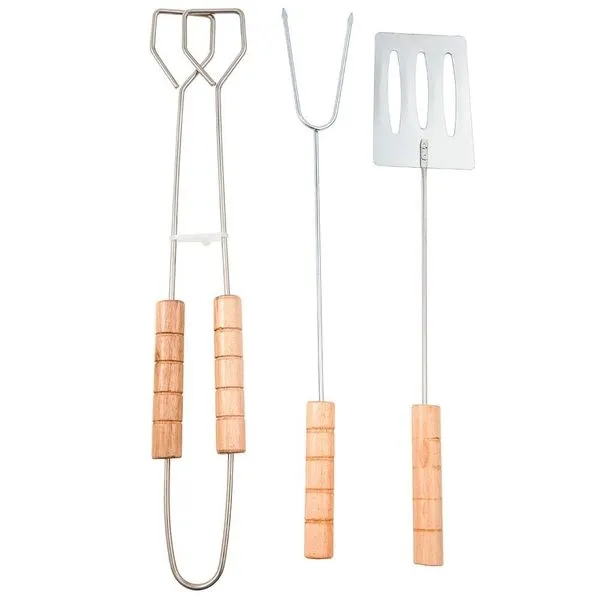 Conjunto para Churrasco Fracalanza Hanzo Wood em Aço Inox - 3 Peças