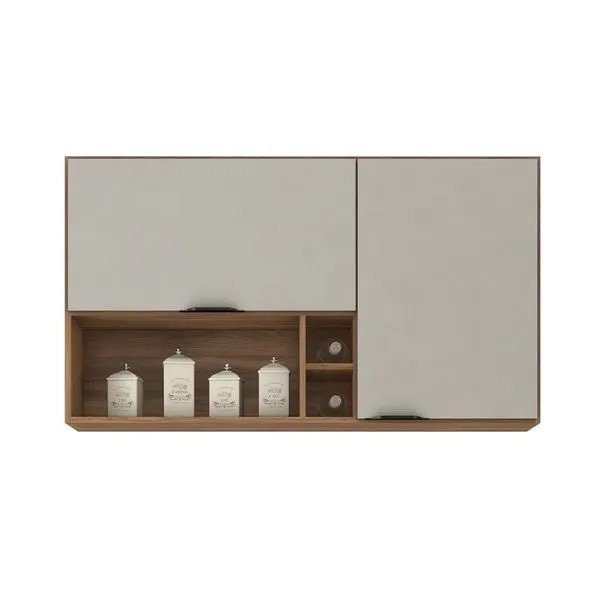 Armário Aéreo Demóbile Firenze com 2 Portas 2 Prateleiras e Nichos Amêndoa/Nude Prime TX Amêndoa/Nude Prime TX
