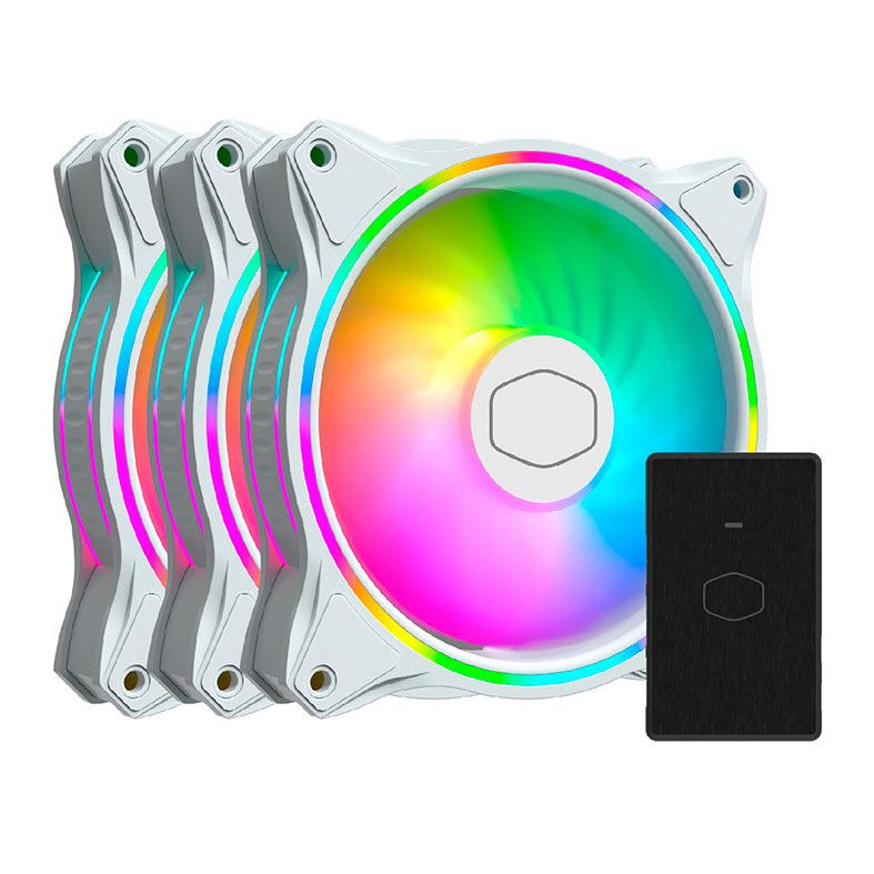 Kit Ventoinhas Cooler Master Masterfan MF120 Halo ARGB 3x120mm Branco