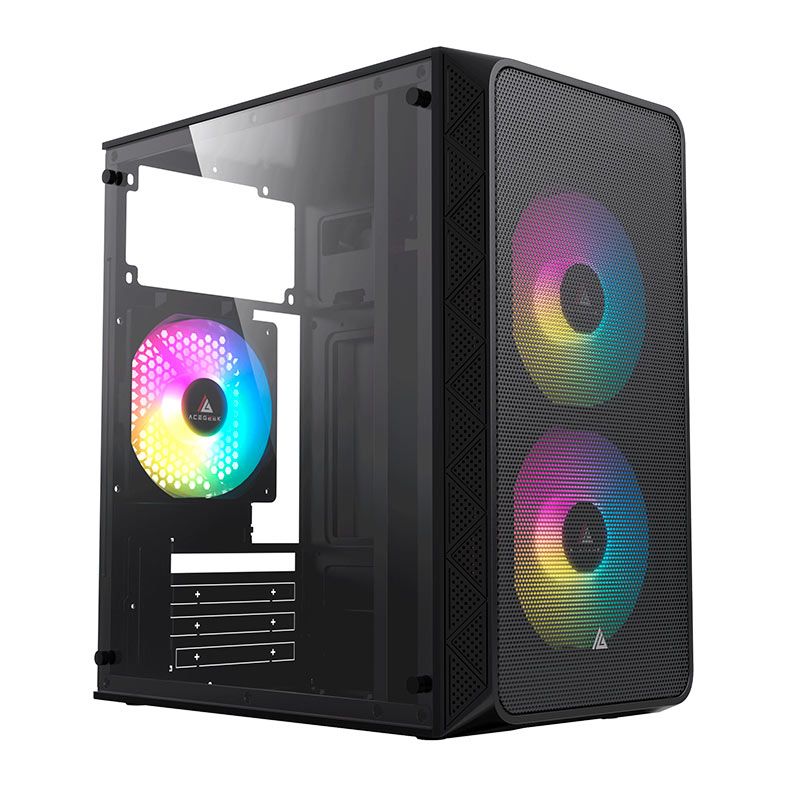 Gabinete Acegeek Aviator Mini-Tower Acrílico 2 Fans Preto