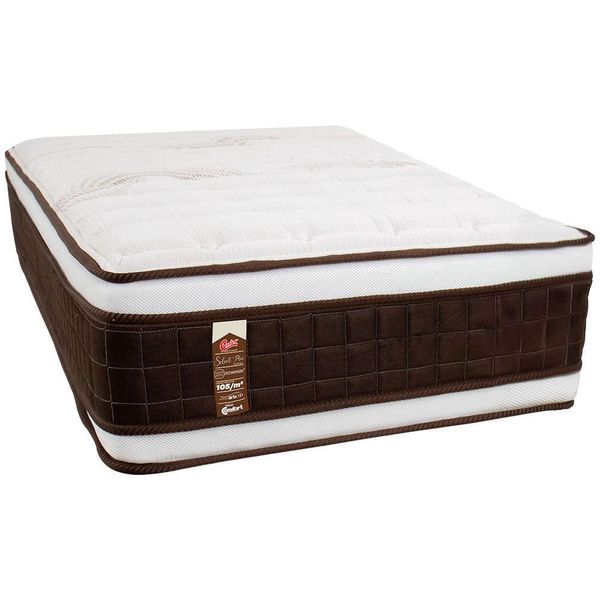 Colchão de Solteiro Castor Sellect P Duplo com Molejo Tecnopedic, Almofada Euro e Revestimento em Malha 34x88x188cm Marrom com Bege