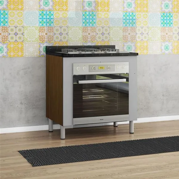 Balcão para Forno e Cooktop Rubi com 4 Bocas Bartira Grapia Platinum