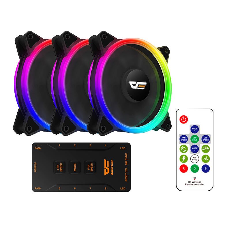 Kit Ventoinhas Aigo DarkFlash DR12 Pro 3in1 A-RGB 3x120mm, Com Controladora, DR12-PRO-3IN1