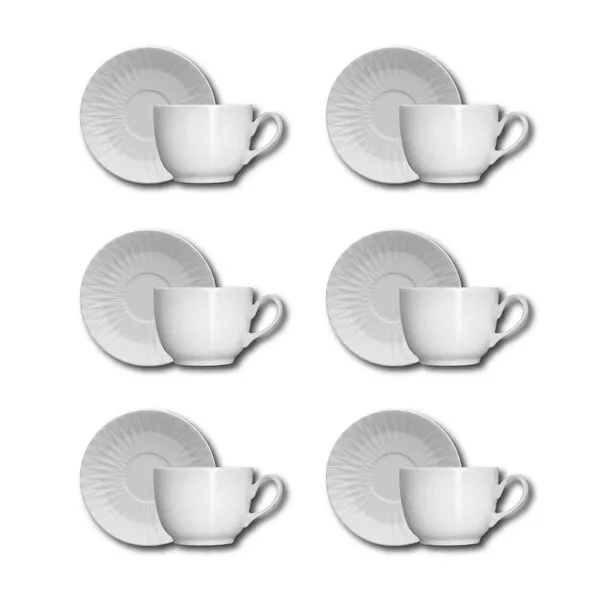 Conjunto de Xícaras para Café Germer Diamante em Porcelana 80 ml  6 Peças