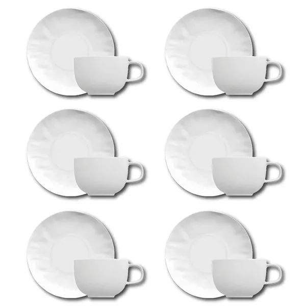 Conjunto de Xícaras para Café Germer Orgânico em Porcelana 80 ml  6 Peças