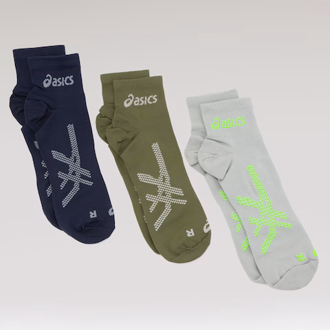 Kit 3 Meias ASICS Quarter Cano Médio