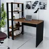 Escrivaninha Artely Match com 3 Prateleiras Espaço para Impressora e Nicho 120cm de Largura Pinho/Preto Fosco