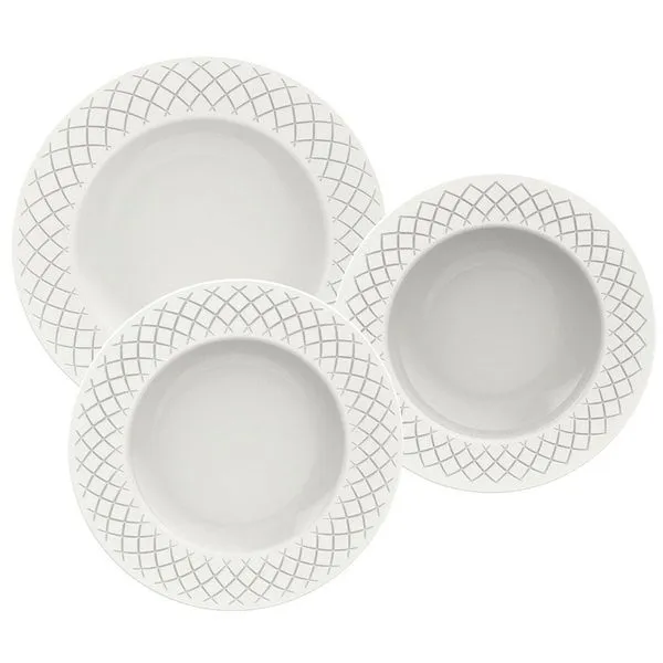 Conjunto com 12 Pratos Tramontina Ingrid em Porcelana - Branco