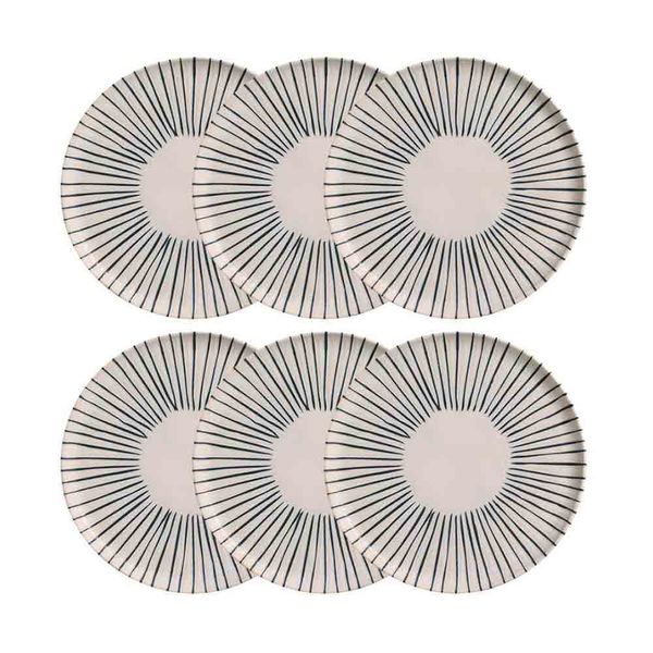 Conjunto com 6 Pratos Rasos Porto Brasil Bio Elemento em Stoneware 27,5 cm Cinza