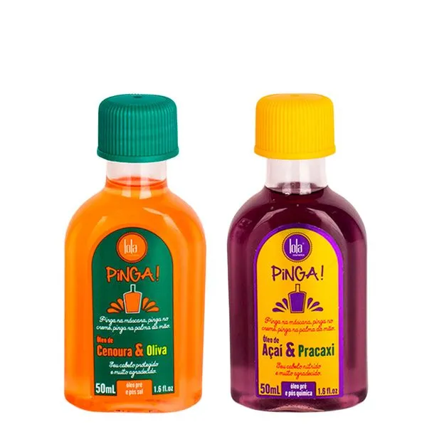 Kit Lola From Rio - Óleo Pinga! Cenoura & Oliva 50ml + Óleo Pinga! Açai & Pracaxi 50ml Kit