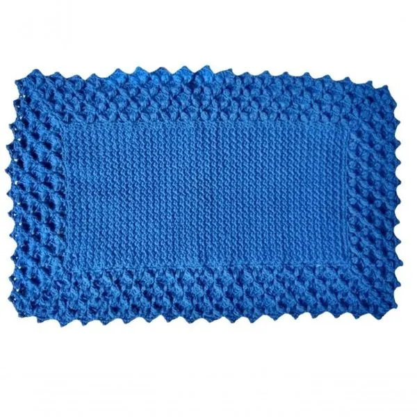 Tapete Azul De Crochê Artesanal