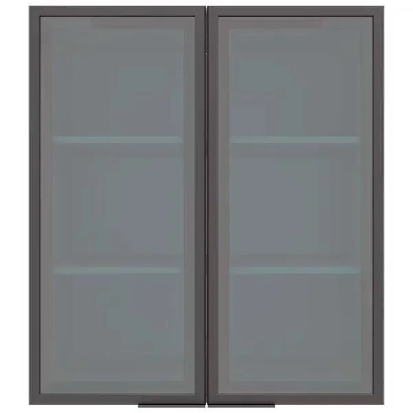 Armário Aéreo Bartira Cristal MDP 15mm com 2 Portas com Vidro e 2 Prateleiras - 80cm de largura Freixo