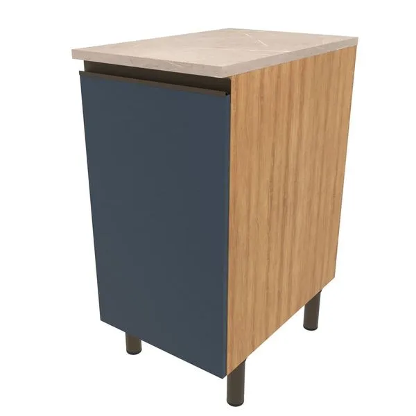 Balcão Bartira Cristal em MDP com 1 Porta, 40cm de Largura - Lâmina de Mel/Azul Royal Lâmina de Mel/Azul Royal