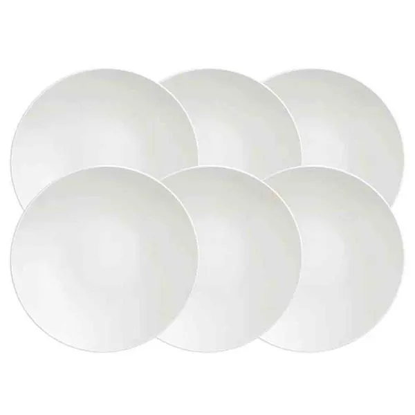 Conjunto com 6 Pratos de Sobremesa Tramontina Sophia em Porcelana 21 cm Branco