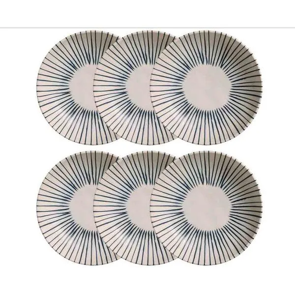 Conjunto com 6 Pratos Fundos Porto Brasil Bio Elemento em Stoneware 22,5 cm Cinza